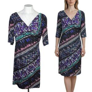 CONNECTED APPAREL Abstract Print Multicolor Sheath Dress Women's Size 12